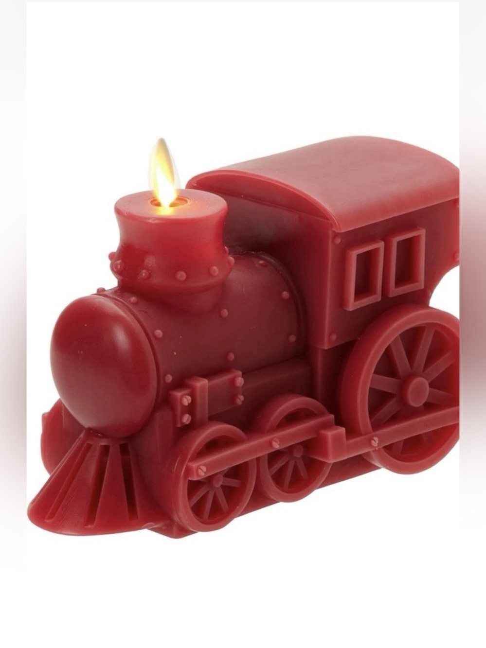 Luminara Christmas Holiday Train Flameless Flickering Candle 7.3x5.5" Cherry Red